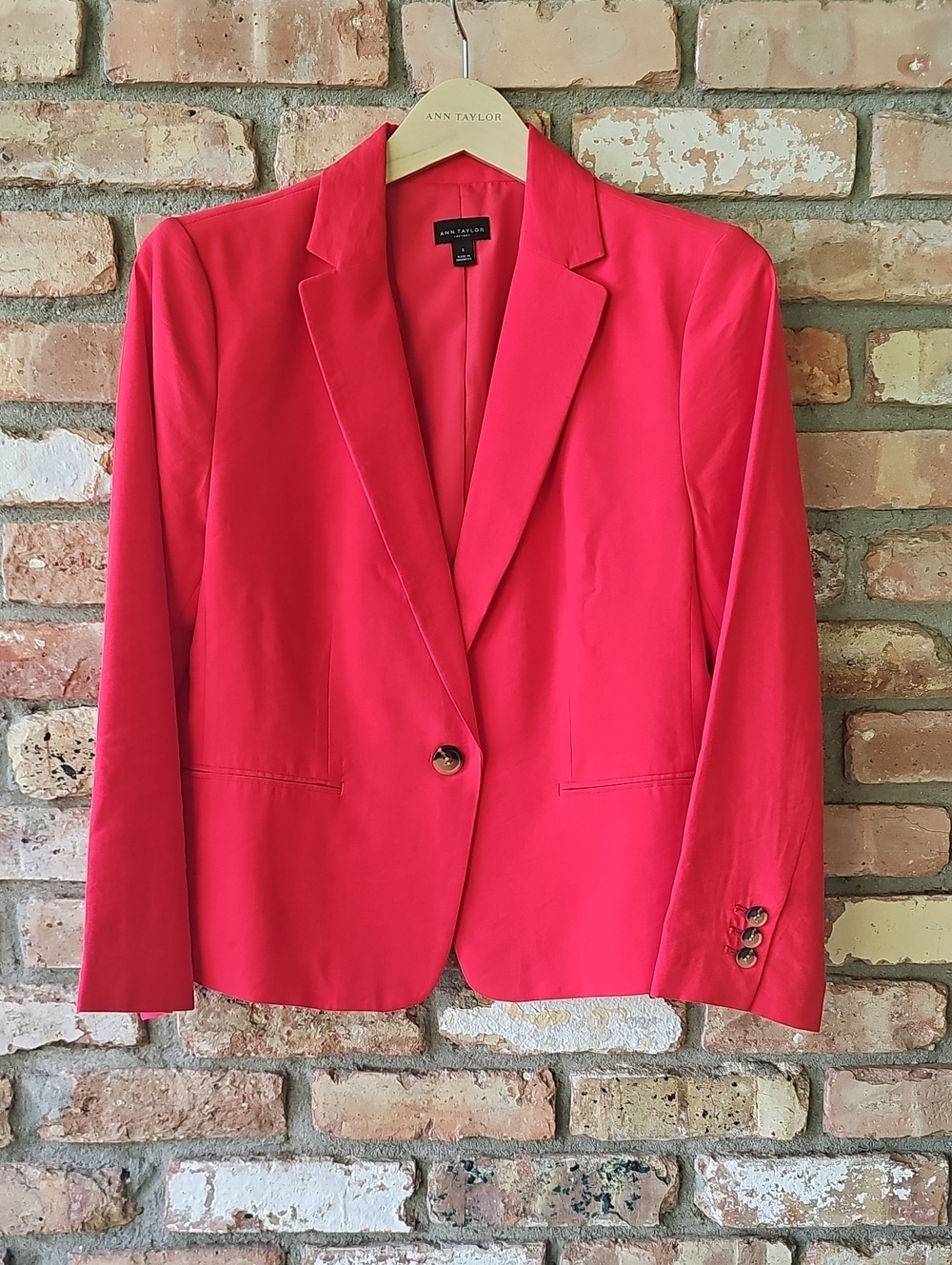 Ann Taylor Red One Button Blazer
